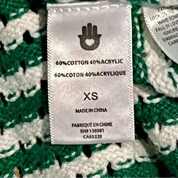 Spiritual Gangster Green and White Crewneck Sweater with Stripes - Picture 4 of 8